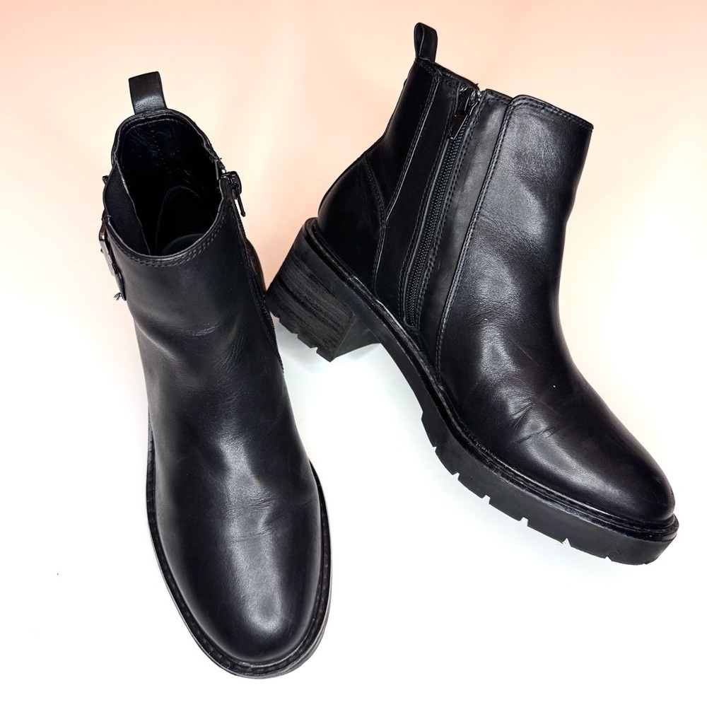 Alex Marie Women’s Black Leather Casual Ankle Boots Size- 9.5